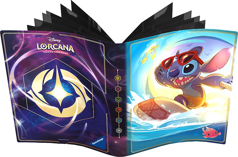 Mappe Disney Lorcana Tcg: Set 01-04 The First Chapter : Stitch Carefree Surfer -pocket Lorebook Card Portfolio Album Holder 64 Kort Oversized Kort