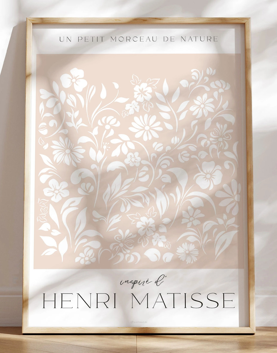 Matisse-inspireret Plakat Med Blomstertryk  Blå Eller Rosa