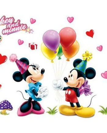 Mickey   Minnie Wallsticker  Fødselsdag  120x75cm