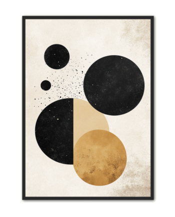 Minimalistisk Plakat 110 Eksplosion Af Cirkler   Sort Og Guld