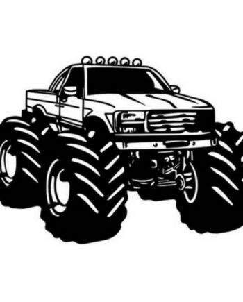 Monstertruck Wallsticker  Monstertruck Med Mega Hjul  58x82cm