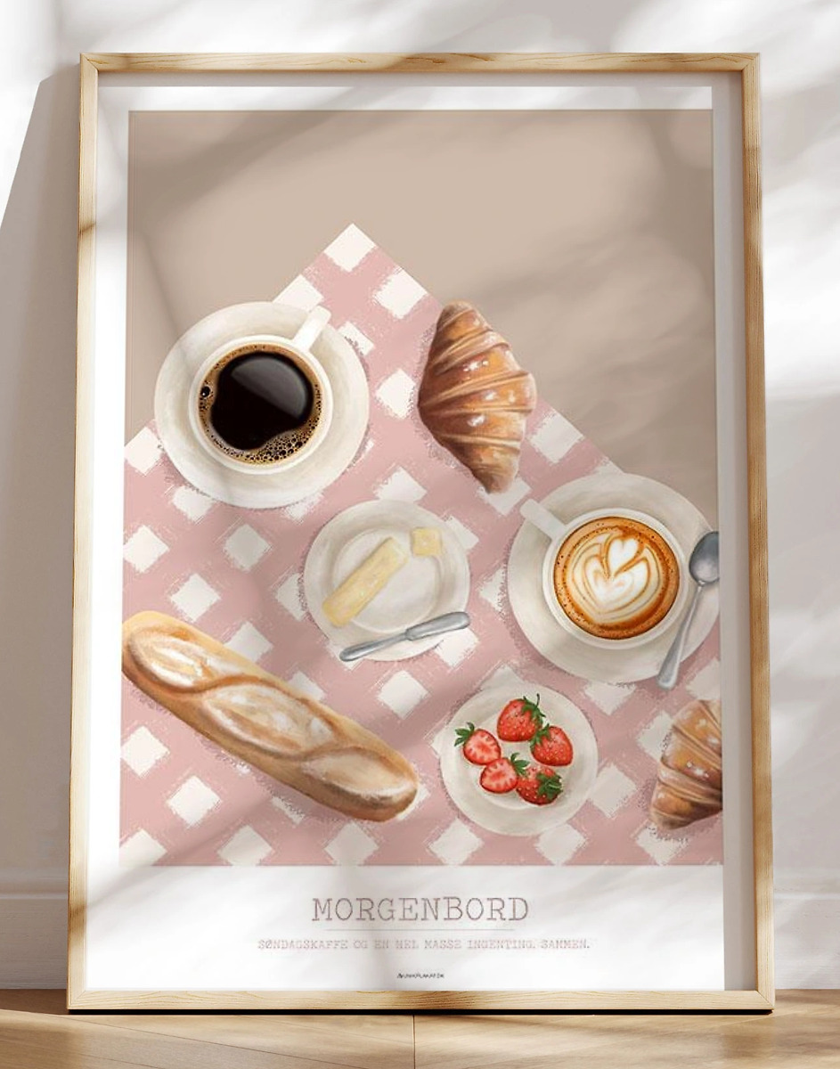Morgenbord Plakat Plakat Med Morgenmad Og Kaffe