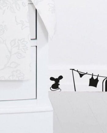Mus Med Vasketøj Wallsticker