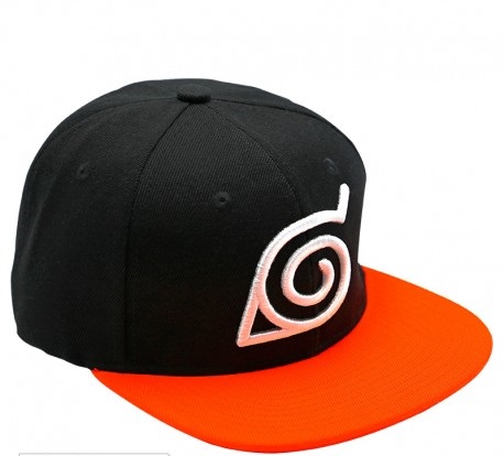 Naruto Shippuden Black Orange Konoha Snapback Cap