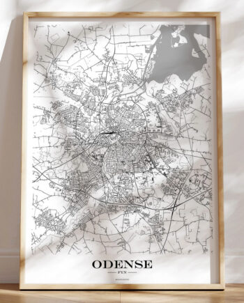 Odense Bykort Plakat Hvid Baggrund