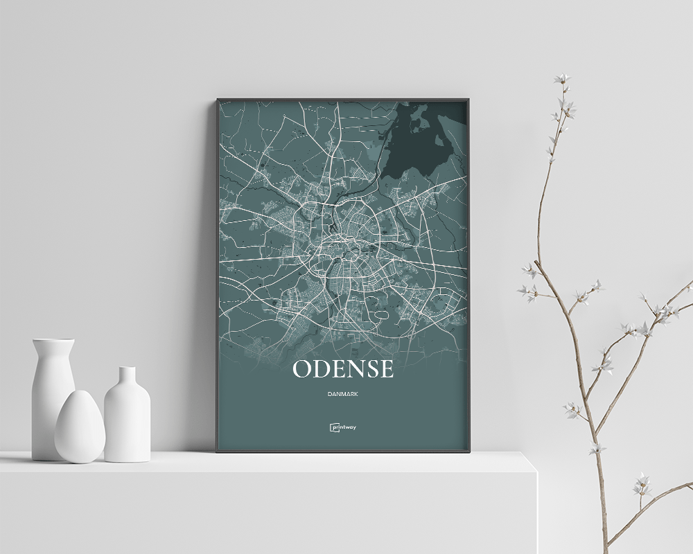 Odense Plakaten Fuldt Kort Skovgrøn 60 84 Cm  A1