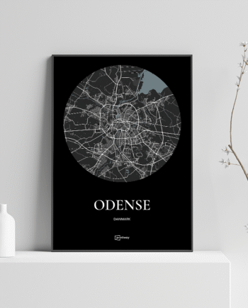 Odense Plakaten Rundt Kort Sort 50 70 Cm  B2