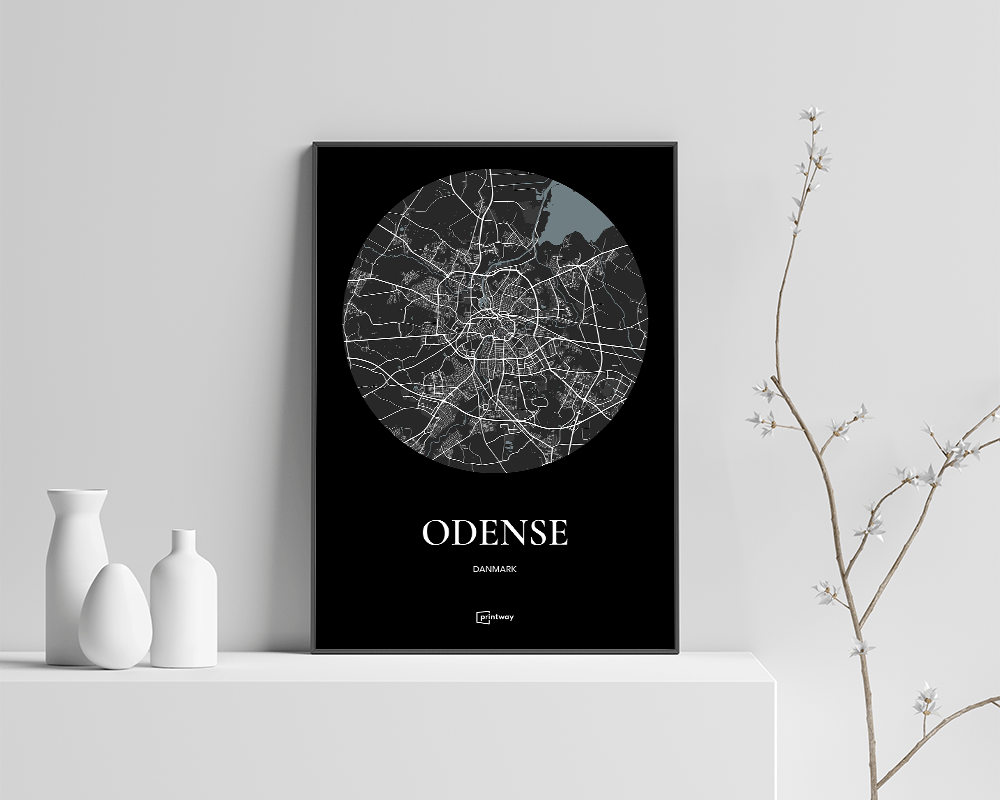 Odense Plakaten Rundt Kort Sort 50 70 Cm  B2