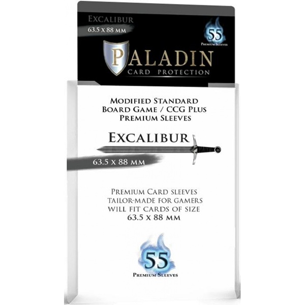 Paladin Sleeves Excalibur Premium Standard 63 5x88mm Clear Transparent 55 Kortlommer