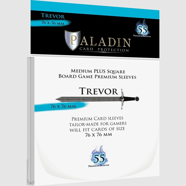 Paladin Sleeves Trevor Premium Medium Plus Square 76x76mm Clear Transparent 55 Kortlommer