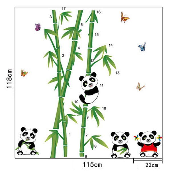 Panda Wallsticker  Fire Søde Pandaer Der Er Vilde Med Bambus