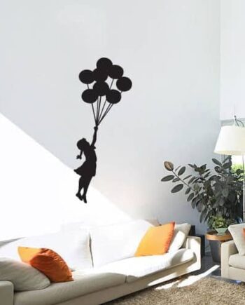Pige Med Balloner Wallsticker