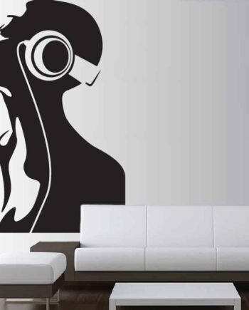 Pigen Med Hovedtelefonerne Wallsticker