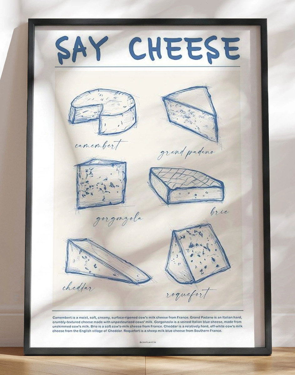 Plakat Med Oste Osteplakat Med   Skønne Typer Ost