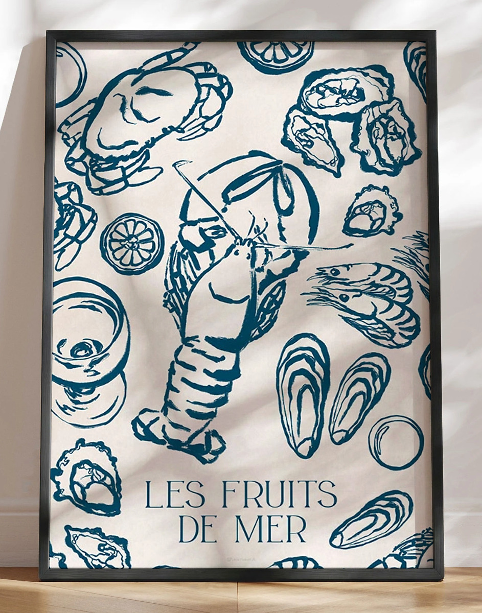 Plakat Med Skaldyr Les Fruits De Mer