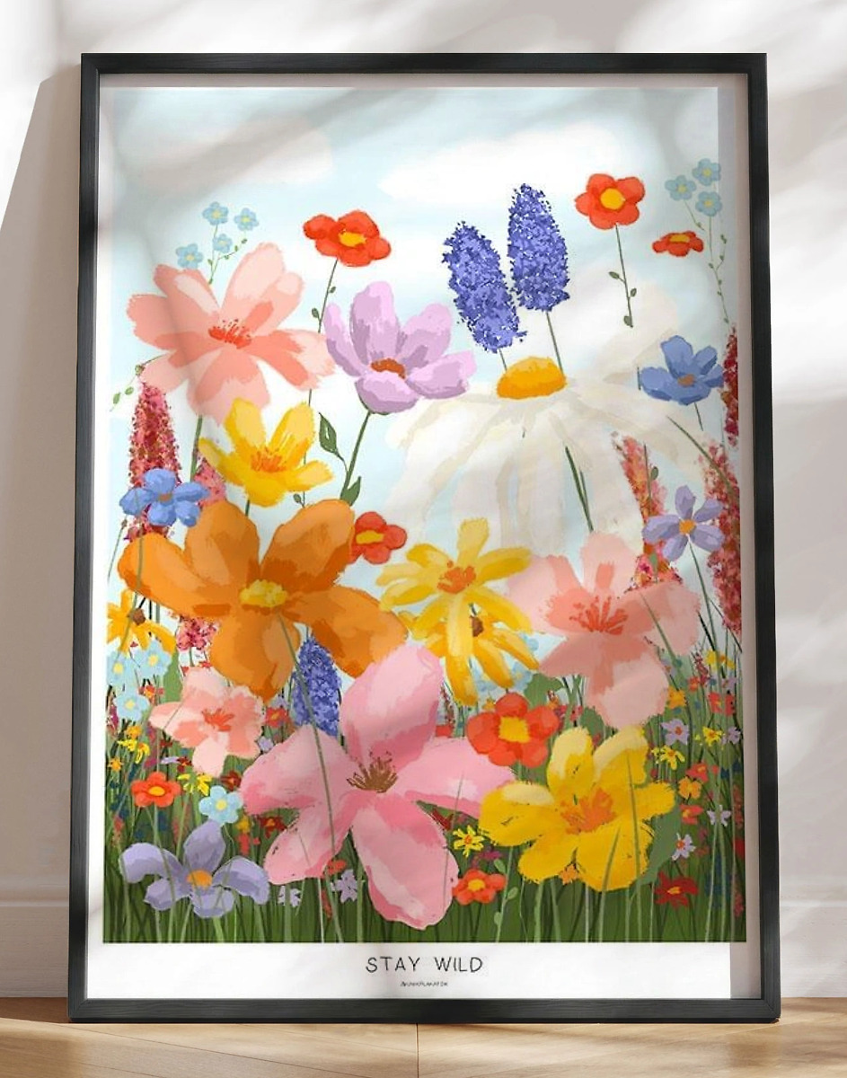 Plakat Med Vilde Blomster Stay Wild
