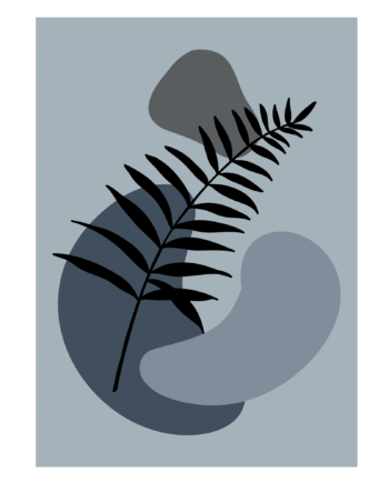 Plakat  Quot Blad Silhuet Quot  Blå  50   70 Cm