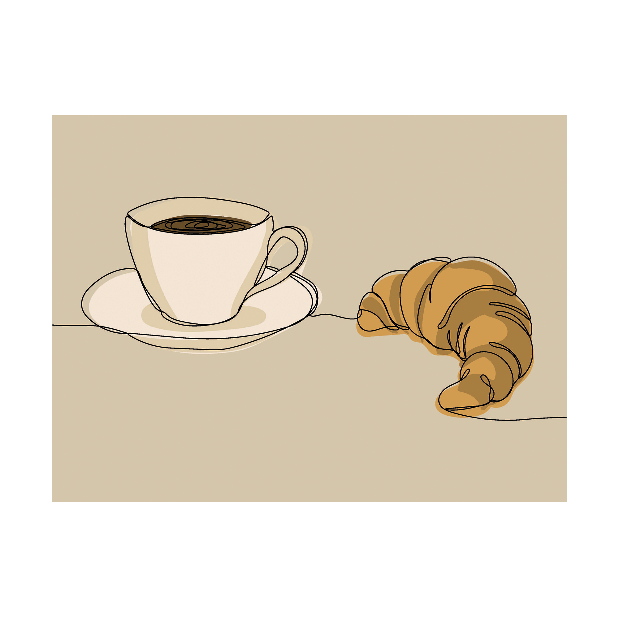 Plakat  Quot Kaffe   Crossaint Quot  Beige  40   30 Cm