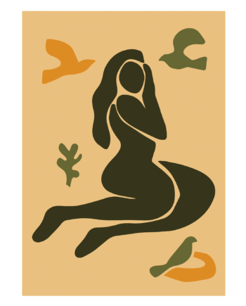 Plakat  Quot Silhuet Med Fugle Quot  Gul  50   70 Cm