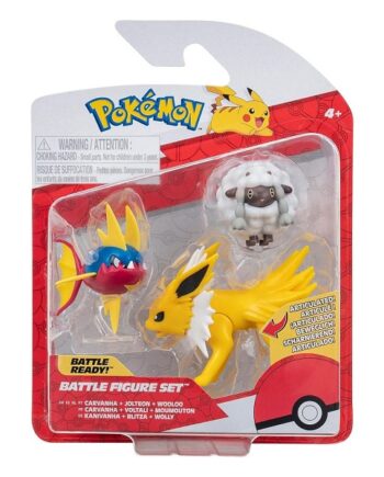 Pok 195 169 Mon: Battle Feature Action Figures  -pack Wooloo  Carvanha  Jolteon 5cm