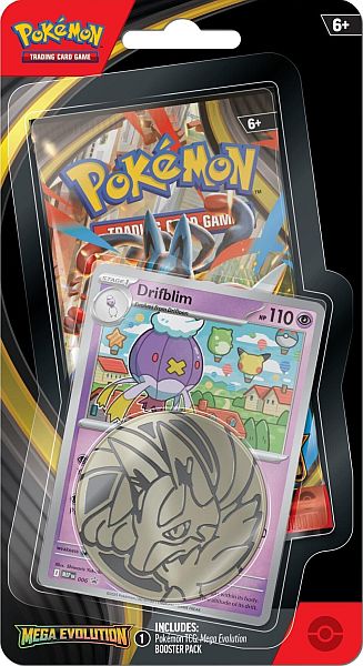 Pokemon Blister Pack -pack Checklane Blister: Mega Evolution: Base Set Booster Pakke Drifblim Black Star Promo Pokemon 195 184 Nt