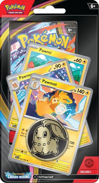 Pokemon Blister Pack -pack Premium Checklane Blister: Mega Evolution: Chaos Rising Booster Pakke Pawmot Line Promos 195 184 Nt