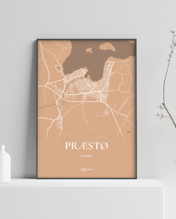 Præstø Plakaten Fuldt Kort Guld 70 100 Cm  B1