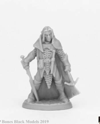 Reaper Bones Black: Dark Elf Male Warrior Plastic Miniature