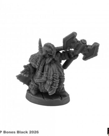 Reaper Bones Black: Dwarf King Hargrim Axehelm Plastic Miniature