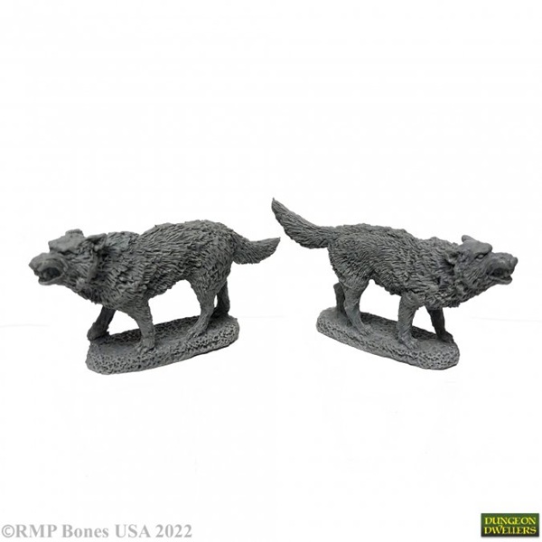 Reaper Bones Usa Dungeon Dwellers: Dire Wolves Plastic Miniatures