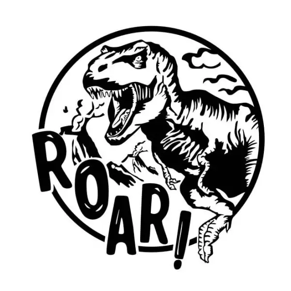 Roar Dinosaurus Wallsticker På Vej Ind På Værelset 58x61cm