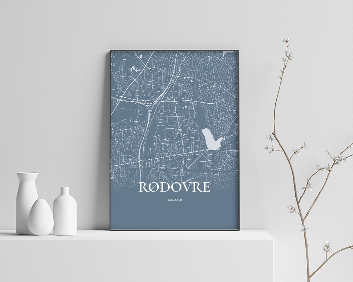 Rødovre Plakaten Fuldt Kort Havblå 70 100 Cm  B1