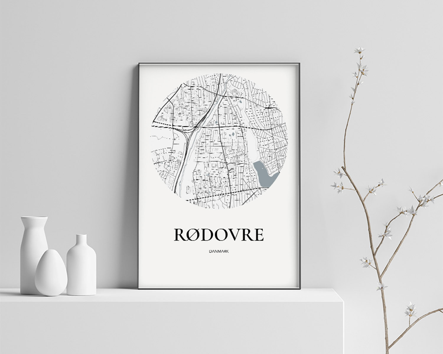 Rødovre Plakaten Rundt Kort Hvid 70 100 Cm  B1
