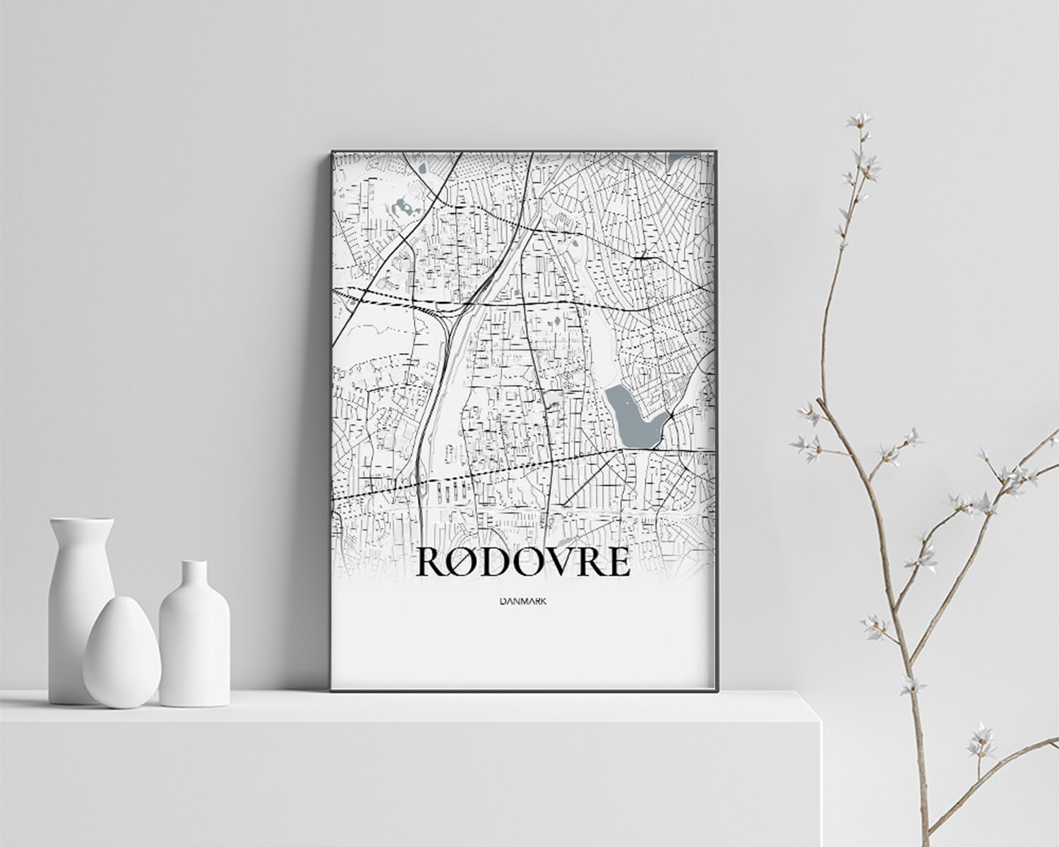 Rødovre Plakaten Fuldt Kort Hvid 70 100 Cm  B1