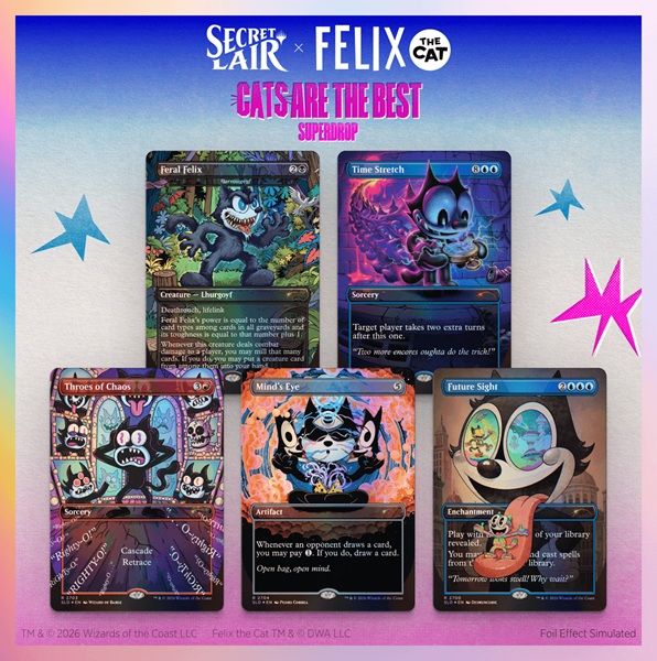 Secret Lair Drop Series 2026 : Cats Are The Best Superdrop: Secret Lair Felix The Cat: Magic Bag Of Tricks Foil