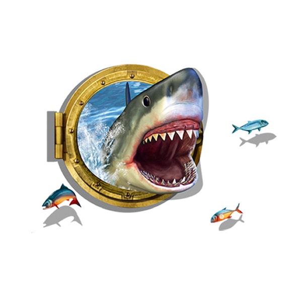 Sej Wallsticker Med En Skrækindjagende Haj  3d Effekt