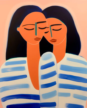 Sisters In Blue Stripes Af Få Mu Illustrations