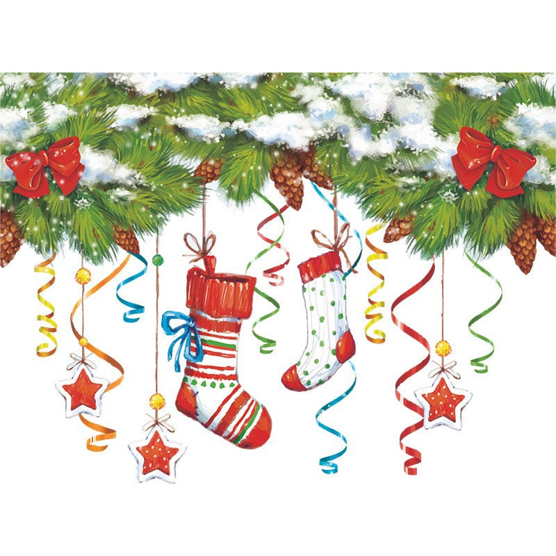 Sjov Og Flot Jule Wallsticker Til Væg Eller På Toilettet  Gran Og Julesokker