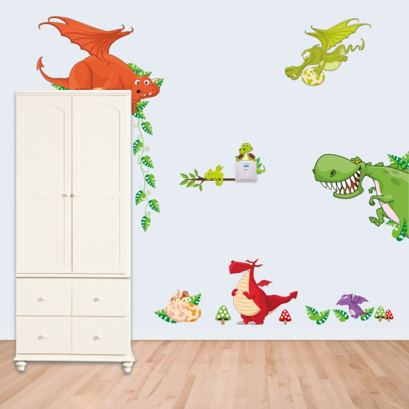 Sjov Wallsticker Med Dinosaurer Til Din Indretning  Søde Dinoer Overalt
