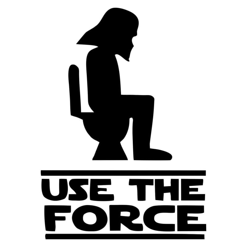 Sjovt Toilet Skilt  Toilet Wallsticker Med Star Wars Referencer  Use The Force