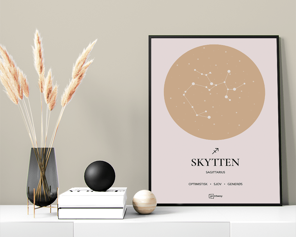 Skytten Stjernetegn Plakat Guld 50 70 Cm  B2
