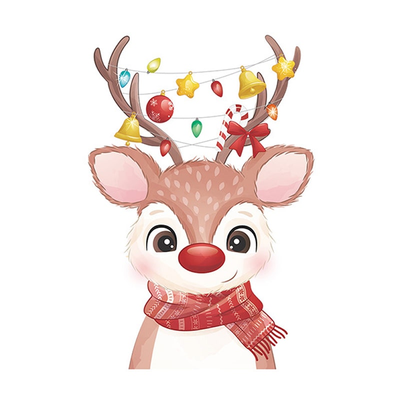 Sød Og Flot Jule Wallsticker Til Væg Eller På Toilettet  Rensdyr Med Julepynt