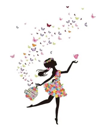 Sød Wallsticker Med Sommerfuglepige