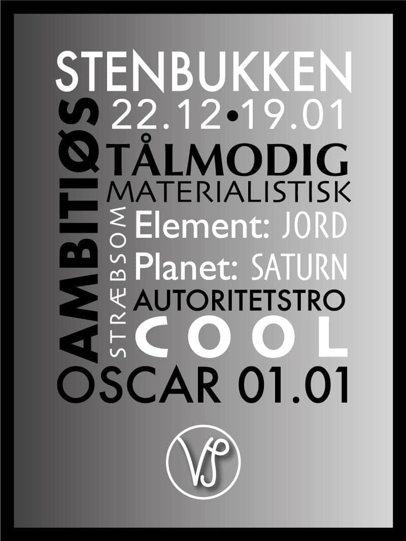 Stenbukken Stjernetegn Med Tekst Plakat