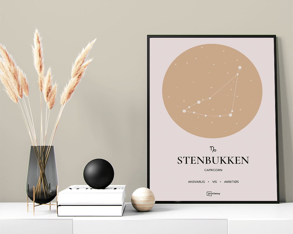 Stenbukken Stjernetegn Plakat Guld 60 84 Cm  A1