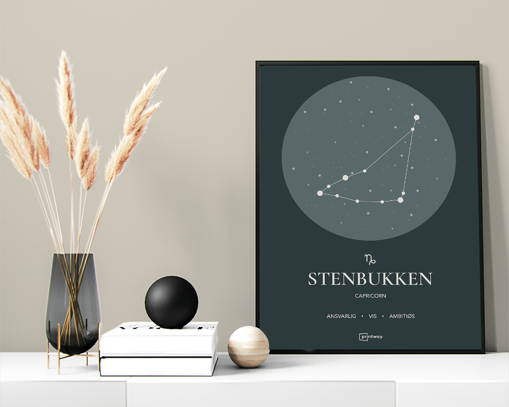 Stenbukken Stjernetegn Plakat Skovgrøn 50 70 Cm  B2