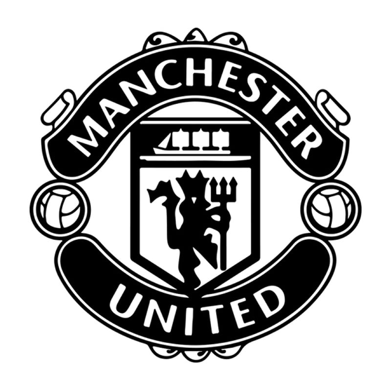 Stor Manchester United Wallsticker  Flot Manchester United Logo  Sort  70x70cm