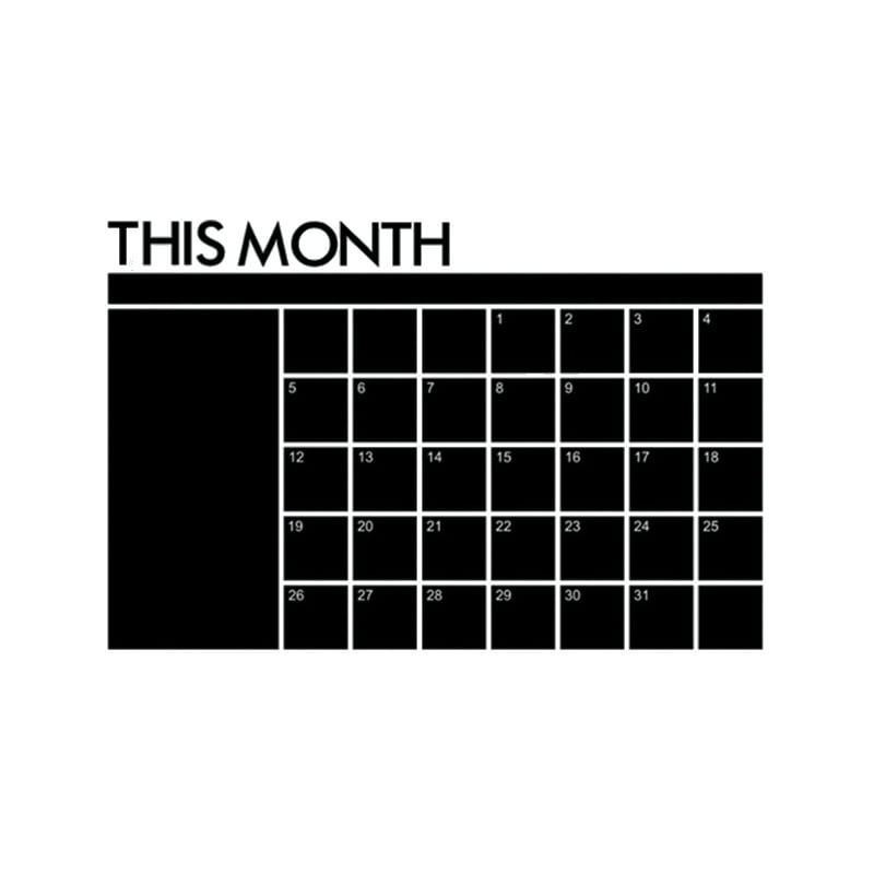 Stor Wallsticker Tavle Til Kridt    This Monthâ  Kalender Med Tal  60x100cm