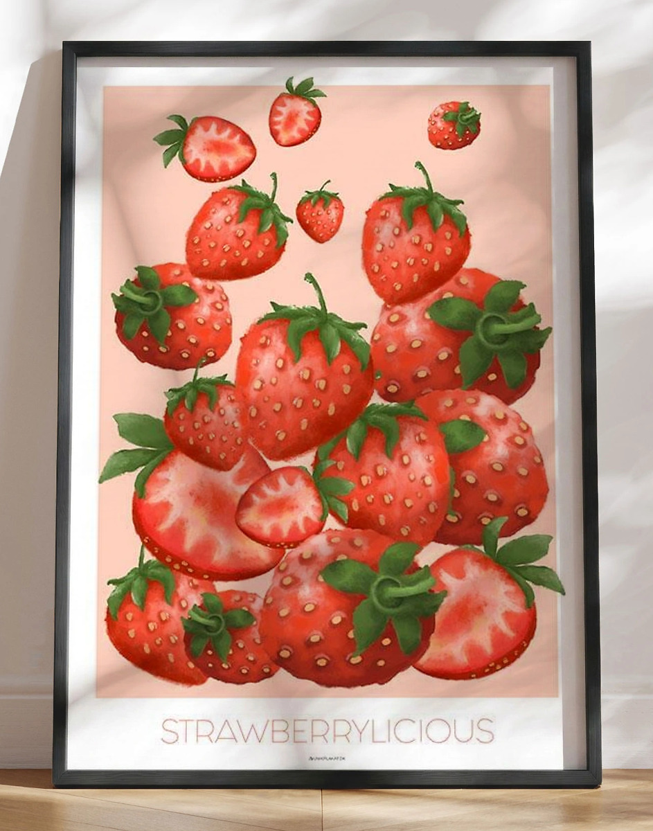 Strawberrylicious Farverig Plakat Med Jordbær