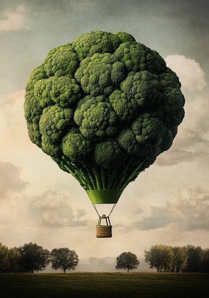 Surrealistisk Plakat 22 Broccoli Ballonfærd